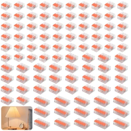 100 Stück Durchgangsverbinder Set, Klemmen Mit Betätigungshebel Sind Frei Kombinierbar, Verwendet für Die Tägliche Hausverdrahtung, Wie Steckdosen Schalter Beleuchtung (Orange) von ClcIosis