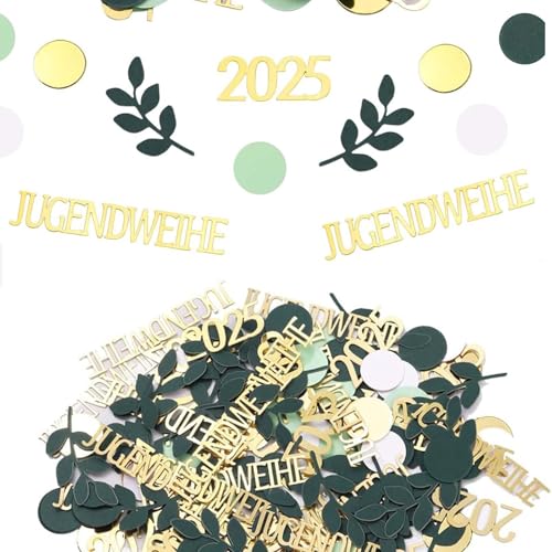 120 Stück Jugendweihe Deko, Geburtstag Deko Confetti Tischdeko Jugendweihe Junge Mädchen, Hochzeitsdeko Tisch Grün Gold Partydekoration bun für Junge Mädche von ClcIosis