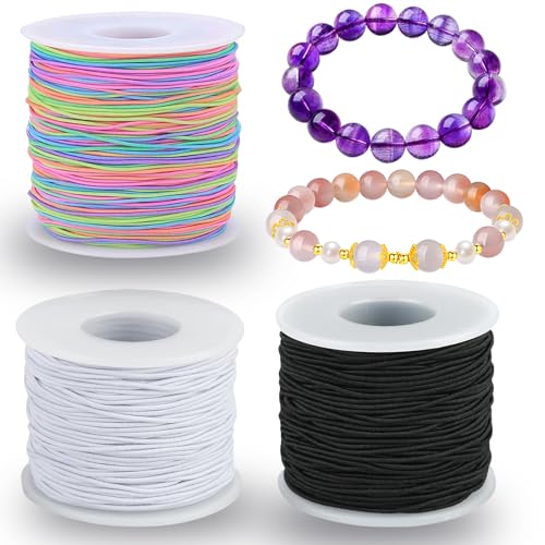 150m Gummiband Für Armbänder Elastisches Band Für Armbänder Für Armbänder,DIY Perlenschnur Mit Schere(Schwarz, Weiß,Rainbow Color) von ClcIosis