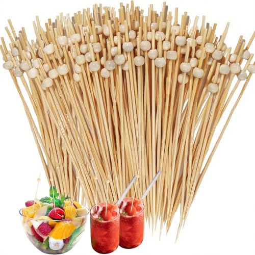 200 Stück Spieße Fingerfood, 12cm Holzspieße Cocktailspieße Set Partyspieße Obstspieße Zahnstocher Holz, für Snacks Fingerfood Cocktail Spieße Weihnachten für Geburtstagsfeiern (Holzperlen) von ClcIosis
