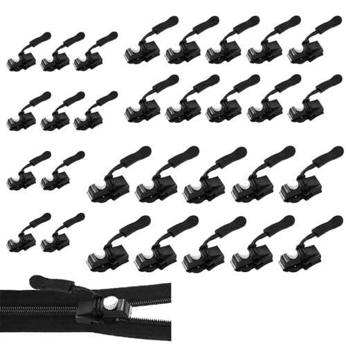 30 Reisverschluss-Zipper Ersatz, Schwarz Reißverschluss Reparieren, Große Mittlere und Kleine zum Austausch von ReißVerschlüSsen an GeldböRsen Koffern und Kleidungsstücken von ClcIosis