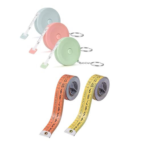 5 Stück Massband Nähbedarf Gym Accessoriesmaßband Körper fitness zubehör, für Taille Brust Hüfte Oberschenkel und Arme,Ideal für Fitness und Zuhause von ClcIosis