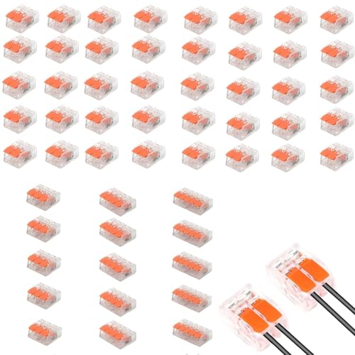 55 Stück Lüsterklemmen Steckbar (Orange) Eingängen für Haushalt Industrie Kabelklemmen Ideal für Beleuchtung Lautsprecher Schaltschränke Sicherer Halt in engen Räumen klemmen set von ClcIosis