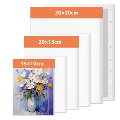 6 Stück Keilrahmen Leinwand, Leinwände Zum Bemalen Kleine Leinwand Zum Bemale Canvas Painting Für Bastler Und Künstler Gouache- Acrylfarben 3 Größen Weiß von ClcIosis