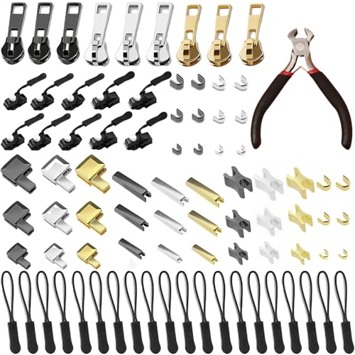 85 Stück Reißverschluss Reparatur Set, Reisverschluss-zipper Ersatz Zipper Repair Kit Reparatur Set für Kleidung, Rucksack, Gepäck, Schlafsack von ClcIosis