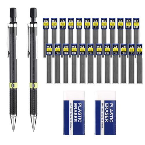 ClcIosis 28 Stück Druckbleistift 0.5mm Druckbleistift Set mit 24 Röhren (288 pc) Bleistiftmine HB Mienenbleistift 2 Stück Radiergummi, Mechanical Pencil 0.5 für Zeichnen Schreiben von ClcIosis