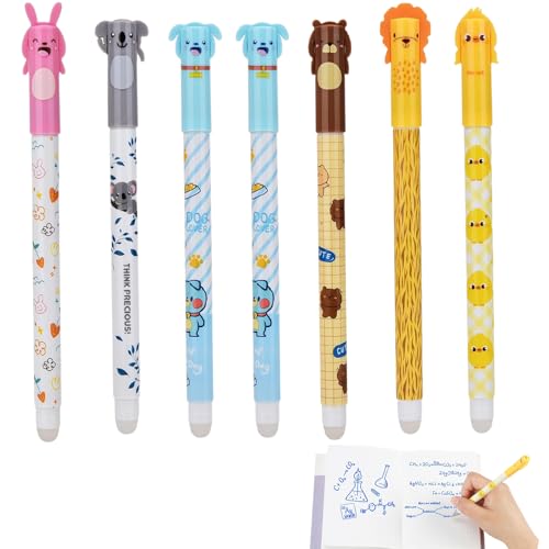 ClcIosis 7 PCS Kugelschreiber Radierbar KinderRadierbare Stifte Set mit Radierkugel, Gelstifte Radierbar für Schule Büro Geschenkidee von ClcIosis