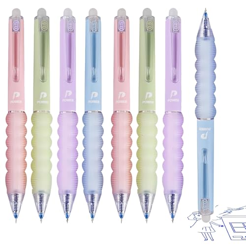 8 Stück (2x4 Farben) Radierbarer Kugelschreiber mit Radiergummi and Gelstifte Radierbar Ergonomisches Design, Pocket-Größe für Schule, Büro und Uni Perfekt zum Korrigieren and Schreiben von ClcIosis