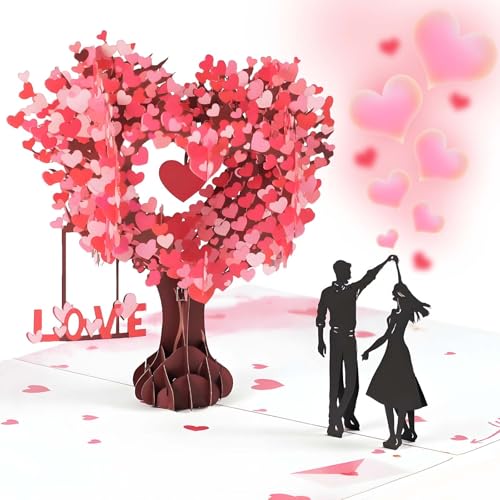 Hochzeitskarte Valentinstag Karte, 3D Liebesbaum Pop Up Karte Hochzeit Verlobungsgeschenk Mit Umschlag, Hochzeitsgeschenk für Ehefrau Ehemann Freundin Freund von ClcIosis
