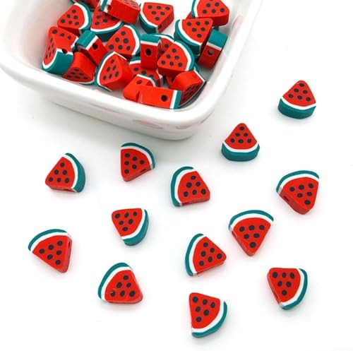100 Stück Wassermelonen-Perlen aus gemischtem Ton, handgefertigter Schmuck, lose Perlen, Polymer-Ton, Charms, flache Abstandshalter, Halskette, Ohrringe, mit Loch für Bastelarbeiten 100 Stück Wassermelonen-Perlen aus gemischtem Ton, handgefertigter Schmuck, lose Perlen, Polymer-Ton, Charms, flache Abstandshalter, Halskette, Ohrringe, mit Loch für Bastelarbeiten von Cldaisy