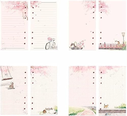 A6-Nachfüllpapier, 80 Blatt, lose Blätter, Notizbuch, Linienseiten, 6 Löcher, Nachfüll-Notizbuch, blanko für 6 Ringe, nachfüllbarer Ordner, Planer, Tagebuch von Cldaisy