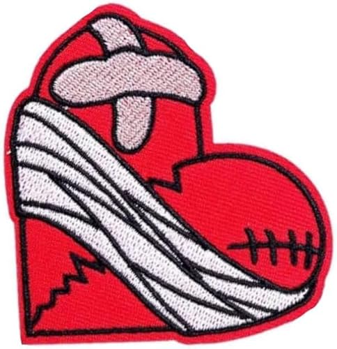 Aufnäher mit rotem gebrochenem Herz, bestickt, zum Aufbügeln oder Aufnähen, Punk-Stil, Dekoration für Taschen, Jacken, Jeans, Kleidung, DIY, bestickte Applikation, Kunst-Patches von Cldaisy