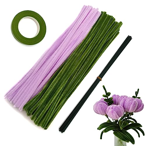 Cldamecy 200 Stück lila olivgrün Pfeifenreiniger-Set mit floralen Drähten und Gartenband, Chenille-Stiele, Pfeifenreiniger für Tulpenstrauß, Kinder-Bastelprojekte und Dekorationen Cldamecy 200 Stück lila olivgrün Pfeifenreiniger-Set mit floralen Drähten und Gartenband, Chenille-Stiele, Pfeifenreiniger für Tulpenstrauß, Kinder-Bastelprojekte und Dekorationen von Cldamecy