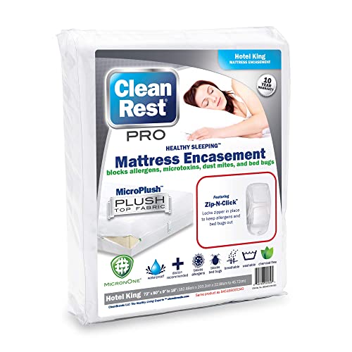CleanRest Pro Matratzenhülle mit Reißverschluss, wasserdicht, waschbar, hypoallergen, atmungsaktiv, geräuschlos, patentierte Reißverschluss-Sicherheit (passend für 22,9 - 45,7 cm) von Clean Rest