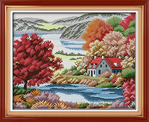 Cleana Arts Kreuzstich-Set, Roter Ahorn-Heimat, 14-fädig, 2 Stränge, geprägtes Stickset, 46 x 38 cm Cleana Arts Kreuzstich-Set, Roter Ahorn-Heimat, 14-fädig, 2 Stränge, geprägtes Stickset, 46 x 38 cm von Cleana Arts