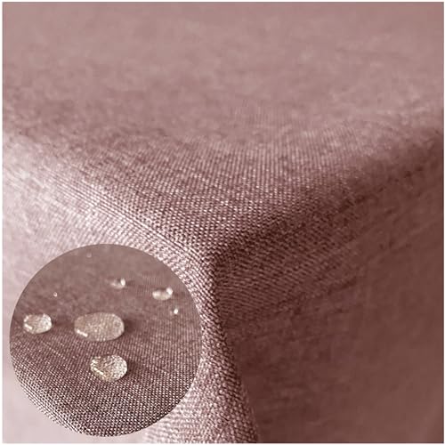 Hochwertige Tischdecke Stofftischdecke In und Outdoor Leinenlook wasserabweisend schmutzabweisend wetterfest Gartentischdecke Tafeldecke Tischtuch (Altrosa, Eckig 130x300cm) von Cleanlevel EST 2016