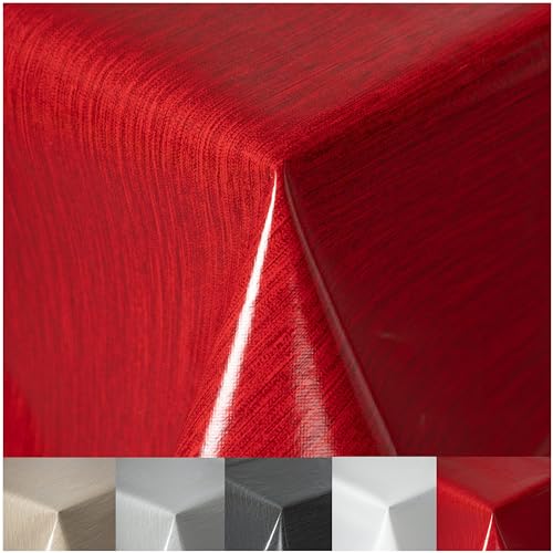 Wachstuchtischdecke Tischdecke abwaschbar PVC Plastik-Tischdecken Gartentischdecke RUND OVAL ECKIG Rechteckig Outdoor Wachs Tafeldecke (Rot, Oval 160x220cm) von Cleanlevel EST 2016