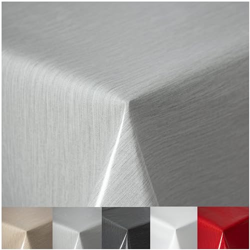 Wachstuchtischdecke Tischdecke abwaschbar PVC Plastik-Tischdecken Gartentischdecke RUND OVAL ECKIG Rechteckig Outdoor Wachs Tafeldecke (Hellgrau, Eckig 130x260cm) von Cleanlevel EST 2016