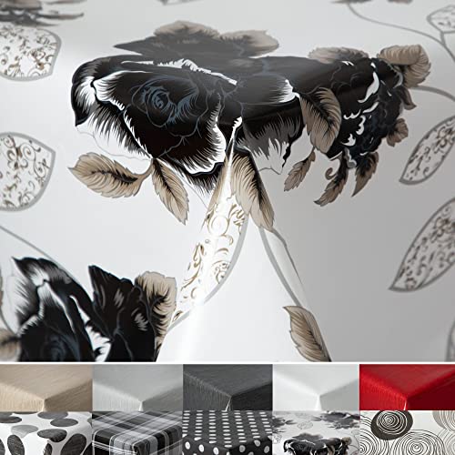 Wachstuchtischdecke Tischdecke abwaschbar RUND OVAL ECKIG Rechteckig Outdoor Wachs Gartentischdecke (Flowers, Oval 135x180cm) von Cleanlevel EST 2016