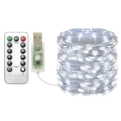 Clarhill USB-Lichterkette, 1 Stück, 20 m, kaltweiß, 200 LEDs, USB-Cooper-Draht-Lichterkette mit Fernbedienung, 8 Modi, Timing & dimmbar, für Weihnachten, Schlafzimmer, Innen- und Außendekoration Clarhill USB-Lichterkette, 1 Stück, 20 m, kaltweiß, 200 LEDs, USB-Cooper-Draht-Lichterkette mit Fernbedienung, 8 Modi, Timing & dimmbar, für Weihnachten, Schlafzimmer, Innen- und Außendekoration von Clearhill