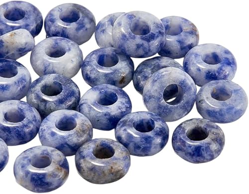 1 Box mit 30 Tigerauge-Perlen mit großem Loch, Edelstein-Abstandshalterperlen mit großem Loch, dunkelbrauner Edelstein, lose Makramee-Perlen, lose Masse for Schmuck, Damen, Stift(Natural Blue Spot) von Clearlin