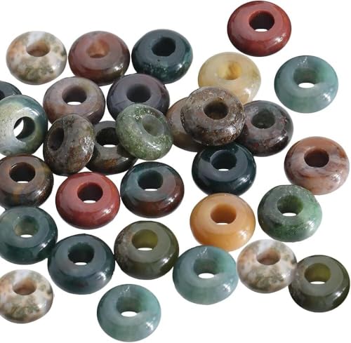 1 Box mit 30 Tigerauge-Perlen mit großem Loch, Edelstein-Abstandshalterperlen mit großem Loch, dunkelbrauner Edelstein, lose Makramee-Perlen, lose Masse for Schmuck, Damen, Stift(Natural Indian Agate) 1 Box mit 30 Tigerauge-Perlen mit großem Loch, Edelstein-Abstandshalterperlen mit großem Loch, dunkelbrauner Edelstein, lose Makramee-Perlen, lose Masse for Schmuck, Damen, Stift(Natural Indian Agate) von Clearlin