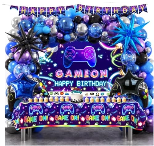 128PCS Gaming Deko Kindergeburtstag Gastgeschenke Luftballons Folienballon Geburtstag Foto Hintergrund Tischdecke Cake Topper Happy Birthday Girlande Gamer Deko Give Aways Kindergeburtstag Mitgebsel 128PCS Gaming Deko Kindergeburtstag Gastgeschenke Luftballons Folienballon Geburtstag Foto Hintergrund Tischdecke Cake Topper Happy Birthday Girlande Gamer Deko Give Aways Kindergeburtstag Mitgebsel von Cleboen