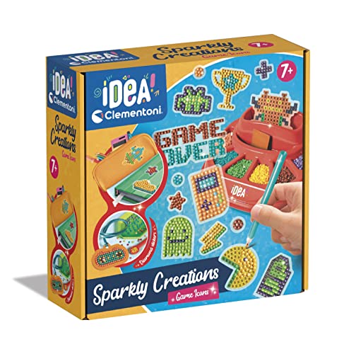 Clementoni - Idea-Sparkly Creations-Game Icons Painting, Diamond Art, Kunst-Set, Labor Edelsteine, Kreatives Spiel für Kinder 7 Jahre, mehrsprachig, 18774 von Clementoni