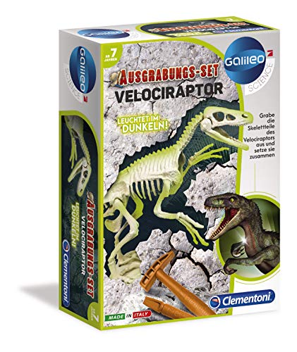 Clementoni Galileo Discovery – Ausgrabungs-Set Velociraptor, Spielzeug für Kinder ab 7 Jahren, Ausgraben von Dinosaurier-Fossilien mit Hammer & Meißel, für kleine Forscher von Clementoni 59174 von Clementoni