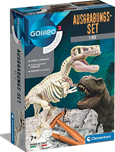 Clementoni Galileo Discovery – Ausgrabungs-Set T-Rex, Ausgraben von Dinosaurier-Fossilien mit Hammer & Meißel, für kleine Forscher, Spielzeug für Kinder ab 7 Jahren von Clementoni 69404 von Clementoni