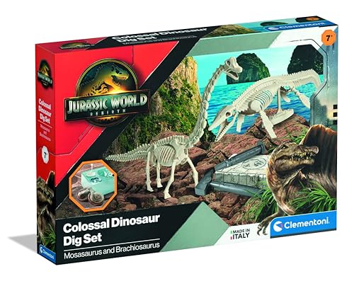 Clementoni Jurassic World Mosasaurus & Brachiosaurus Ausgrabungs-Set - Mit Hammer, Meißel & Dinosaurier-Knochen zum Zusammenbauen - Lernspielzeug für Kinder ab 7 Jahren - 19434 von Clementoni