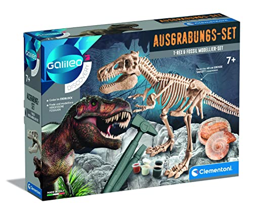 Clementoni Galileo Discovery – Ausgrabungs-Set T-Rex & Fossil Modellier-Set, Forscherset mit Dinosaurier-Skelett, inkl. Hammer, Meißel & Modelliermasse, für Kinder ab 7 Jahren von Clementoni 59311 von Clementoni