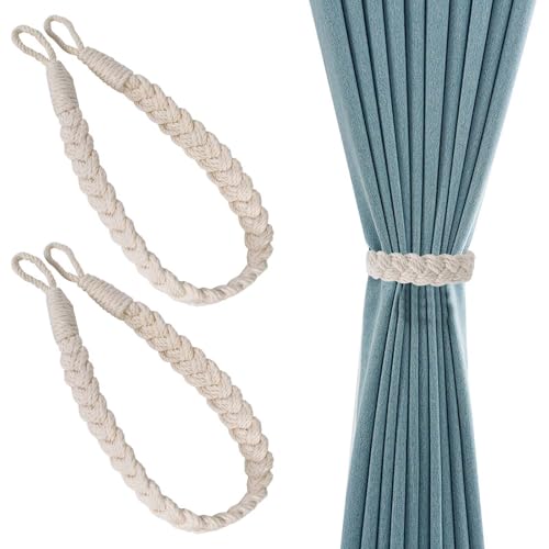 2 Stück Vorhangseil Raffhalter, Vorhanghalter Zugband, Kamelfarben Raffhalter für Vorhänge, Boho Vorhanghalter Baumwollseil Gardinenhalter, Vorhang Clips Baumwolle Seil für Büro Gardinen Office 2 Stück Vorhangseil Raffhalter, Vorhanghalter Zugband, Kamelfarben Raffhalter für Vorhänge, Boho Vorhanghalter Baumwollseil Gardinenhalter, Vorhang Clips Baumwolle Seil für Büro Gardinen Office von Cleminsta