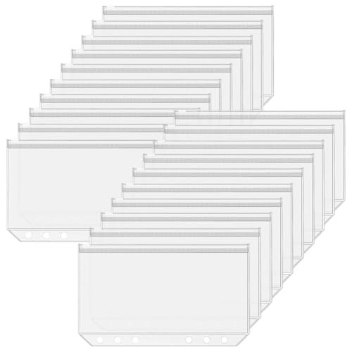 20 Stück A6 Binder Taschen Transparente, 6-Loch-PVC-Taschen Wasserdichter, Dokumententaschen mit Reißverschluss, Reißverschluss Ordner, A6 Ringbuch Budget Planner Deutsch Zubehör 20 Stück A6 Binder Taschen Transparente, 6-Loch-PVC-Taschen Wasserdichter, Dokumententaschen mit Reißverschluss, Reißverschluss Ordner, A6 Ringbuch Budget Planner Deutsch Zubehör von Cleminsta