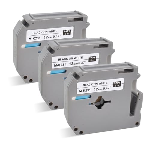 3 x Kompatible Schriftband Ersatz, für Brother PTouch Bänder 12mm TZ Tape 0.47 White TZe-231 TZe231 für PT-D400 H105 1010 1000 1280 Beschriftungsgerät, Schwarz auf Weiß 3 x Kompatible Schriftband Ersatz, für Brother PTouch Bänder 12mm TZ Tape 0.47 White TZe-231 TZe231 für PT-D400 H105 1010 1000 1280 Beschriftungsgerät, Schwarz auf Weiß von Cleminsta