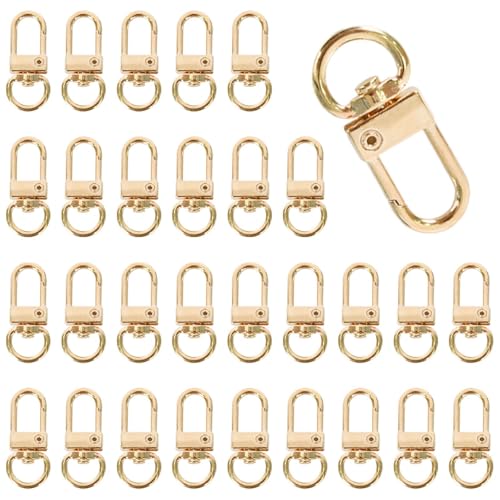 30 Stück Karabinerhaken Schlüsselanhänger Metal Hummer Krallenverschlüsse Schwenker Schlüsselring Drehbare Verschlüsse Karabiner Schnallen Dreh Snap Ring Haken für Taschen DIY Basteln (KC Gold) 30 Stück Karabinerhaken Schlüsselanhänger Metal Hummer Krallenverschlüsse Schwenker Schlüsselring Drehbare Verschlüsse Karabiner Schnallen Dreh Snap Ring Haken für Taschen DIY Basteln (KC Gold) von Cleminsta