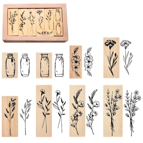 8 Stück Pflanze Mustern Stempel, Vintage Natürliche Pflanze Stempel Set, Holzstempel zum Basteln mit Pflanzen Mustern, Gummi Holz Stempel zum Basteln Geschenkanhänger, DIY Fotoalben, Sammelalben 8 Stück Pflanze Mustern Stempel, Vintage Natürliche Pflanze Stempel Set, Holzstempel zum Basteln mit Pflanzen Mustern, Gummi Holz Stempel zum Basteln Geschenkanhänger, DIY Fotoalben, Sammelalben von Cleminsta