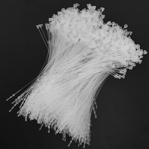 Cleminsta Plastik-Etikettenbefestigungen, 1000 Stück Sicherheitsfäden für Kleidung Etiketten 125 mm Schnappverschluss-Stifte Sicherheitsfaden Schlaufenstifte für Preis-Etiketten (Transparent) von Cleminsta