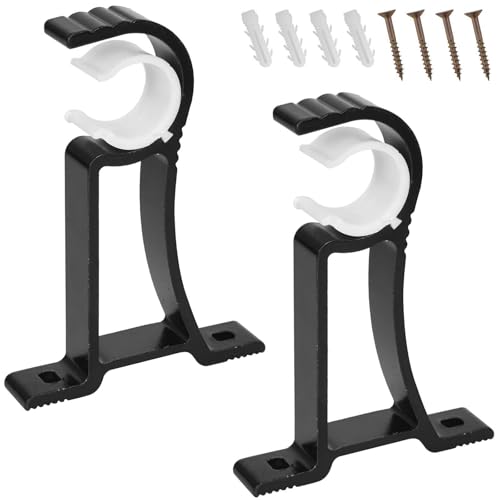 Wohnzimmer Gardinenstange Halterung 2 Stück Vorhangstangenhalter Aluminium Gardinenstangenhalter Robust Vorhang Stange Halter für Aufhängen von Rollos, Garderoben, Duschen (Schwarz) von Cleminsta