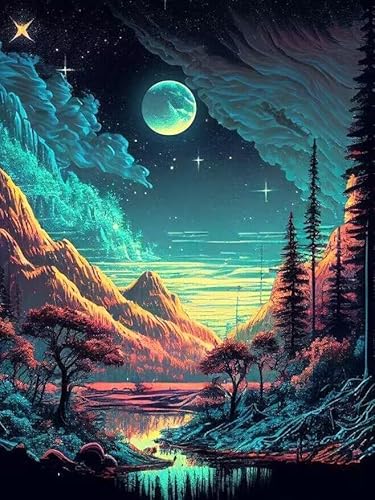 Clendo Diamond Painting Set für Erwachsene, 5D Landschaft Bastelset für Wohnzimmer, Schlafzimmer (30×40cm) von Clendo