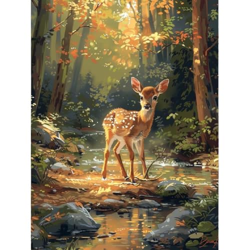 Malen Nach Zahlen Erwachsene Kleiner Hirsch,Bastelset Gemälde Leinwand Wald,DIY Set Erwachsene,Handgemalt Ölgemälde Kit für Anfänger für Wand Dekorieren 30X40cm Malen Nach Zahlen Erwachsene Kleiner Hirsch,Bastelset Gemälde Leinwand Wald,DIY Set Erwachsene,Handgemalt Ölgemälde Kit für Anfänger für Wand Dekorieren 30X40cm von Clendo