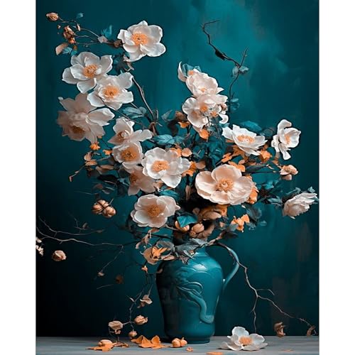 Malen Nach Zahlen Landschaft,Bastelset Erwachsene Gemälde Blumen,Kreativ Set für Erwachsene,DIY Handgemalt Ölgemälde Kit für Anfänger für Geschenke 30X40cm von Clendo