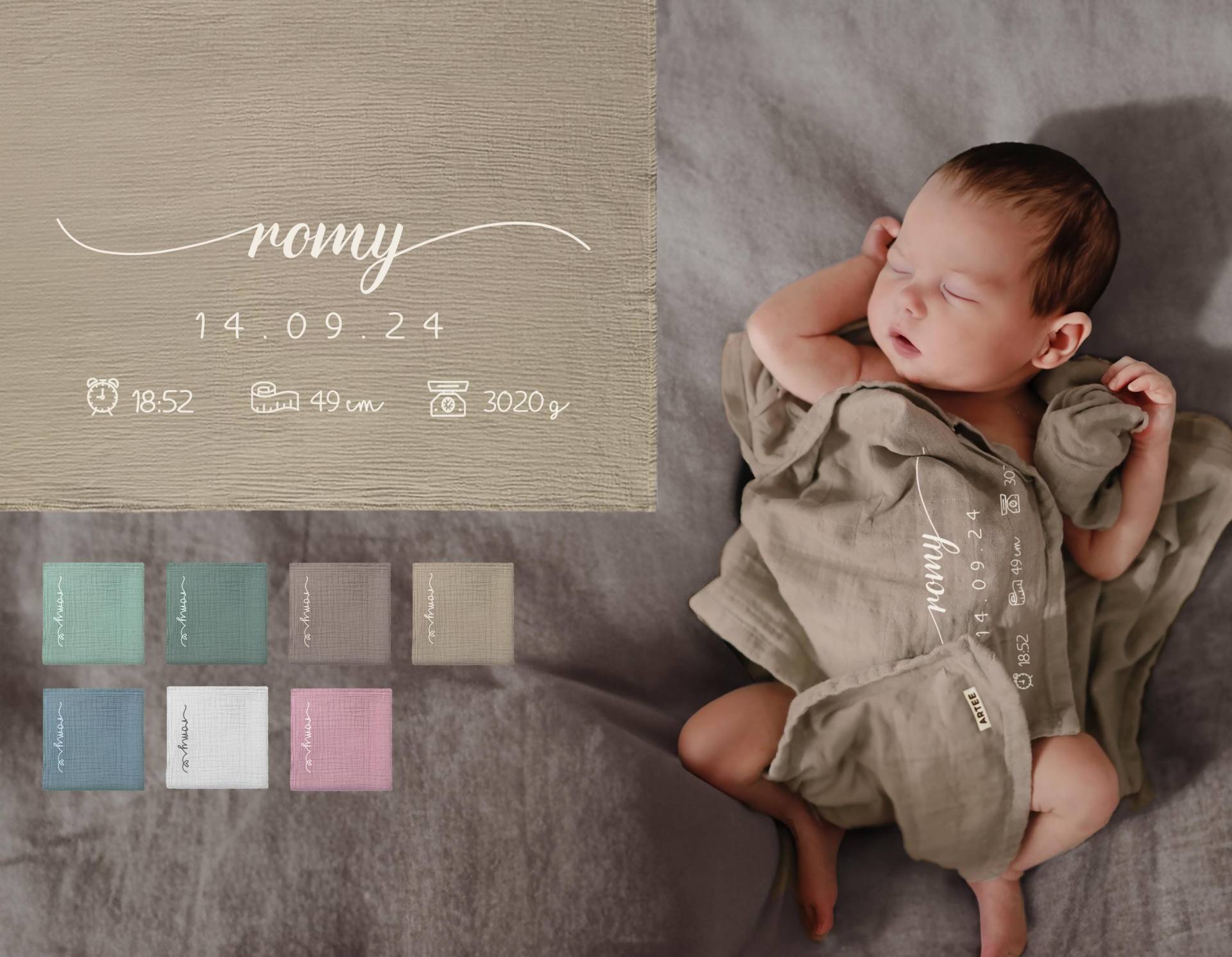 Großes Musselin Tuch Aus 100% Bio Baumwolle, Dreieck - Und Spucktuch Für Babys Kleinkinder, Personalisierbar Nach Wunsch Großes Musselin Tuch Aus 100% Bio Baumwolle, Dreieck - Und Spucktuch Für Babys Kleinkinder, Personalisierbar Nach Wunsch von CleoNoah