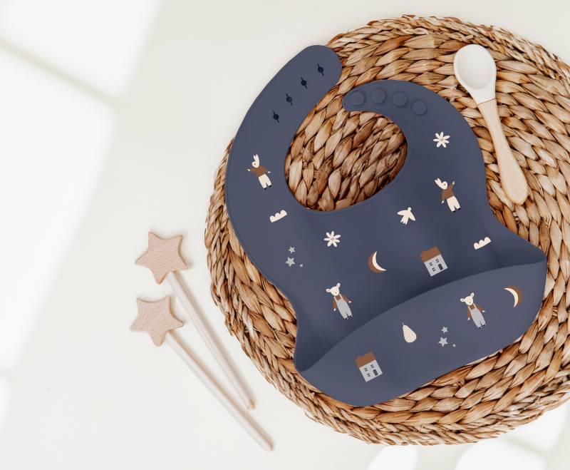 Silikon Lätzchen Mit Auffangtasche Baby Und Kleinkind Onesize Ideal Als Geschenk Zur Geburt, Beikost Start, Taufe, Geburtstag von CleoNoah