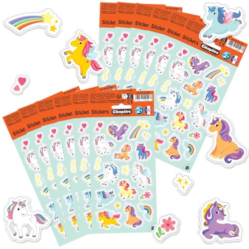 CLEOPATRE – 12 Bögen mit Einhorn-Aufklebern – 216 Aufkleber – Sticker No Pack – kreative Freizeit Kinder ab 2 Jahren von Cléopâtre