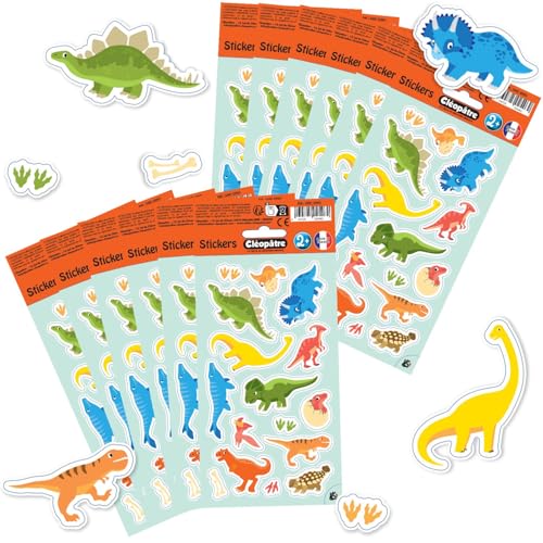 CLEOPATRE – 12 Stickerbögen Dinosaurier – 192 Aufkleber – Sticker No Pack – Kreative Freizeit Kinder ab 2 Jahren von Cléopâtre