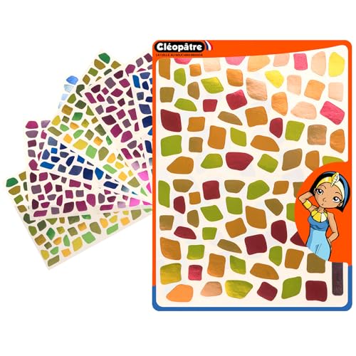 CLEOPATRE - Selbstklebende Aufkleber Mosaik Metall - 4 Farben - Packung mit 24 Blatt (2160 Aufkleber) von Cléopâtre
