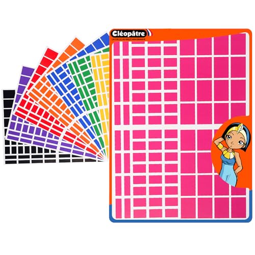 CLEOPATRE - Selbstklebende Aufkleber Rechteck - 8 Farben - Packung mit 24 Blatt (2304 Aufkleber) von Cléopâtre