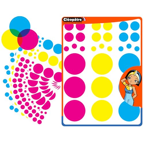 CLEOPATRE - Selbstklebende Aufkleber rund transparent - Farbkreis zum Erlernen der Farben - 3 Farben - Packung mit 18 Blatt (540 Aufkleber) von Cléopâtre