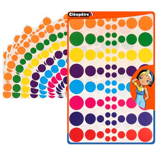 CLEOPATRE - Selbstklebende runde Aufkleber - 8 Farben - Packung mit 8 Bögen (768 Aufkleber) von Cléopâtre